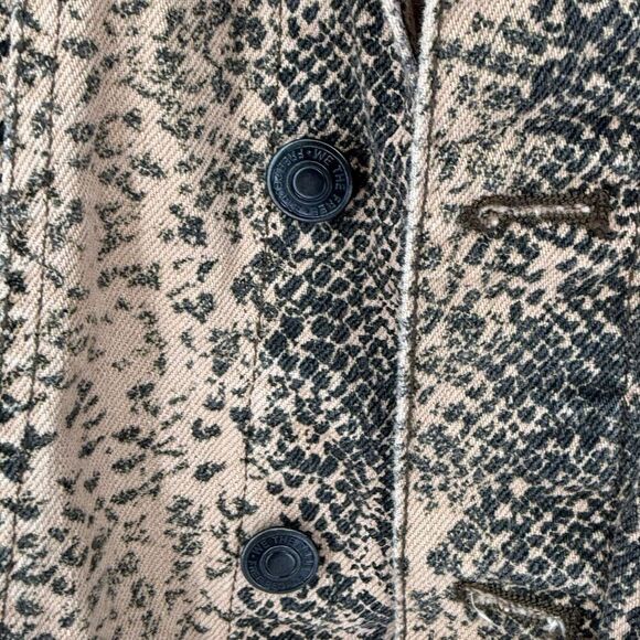 Free People Snakeskin Print Trucker Denim Jacket Brown Size XS - Picture 2 of 4